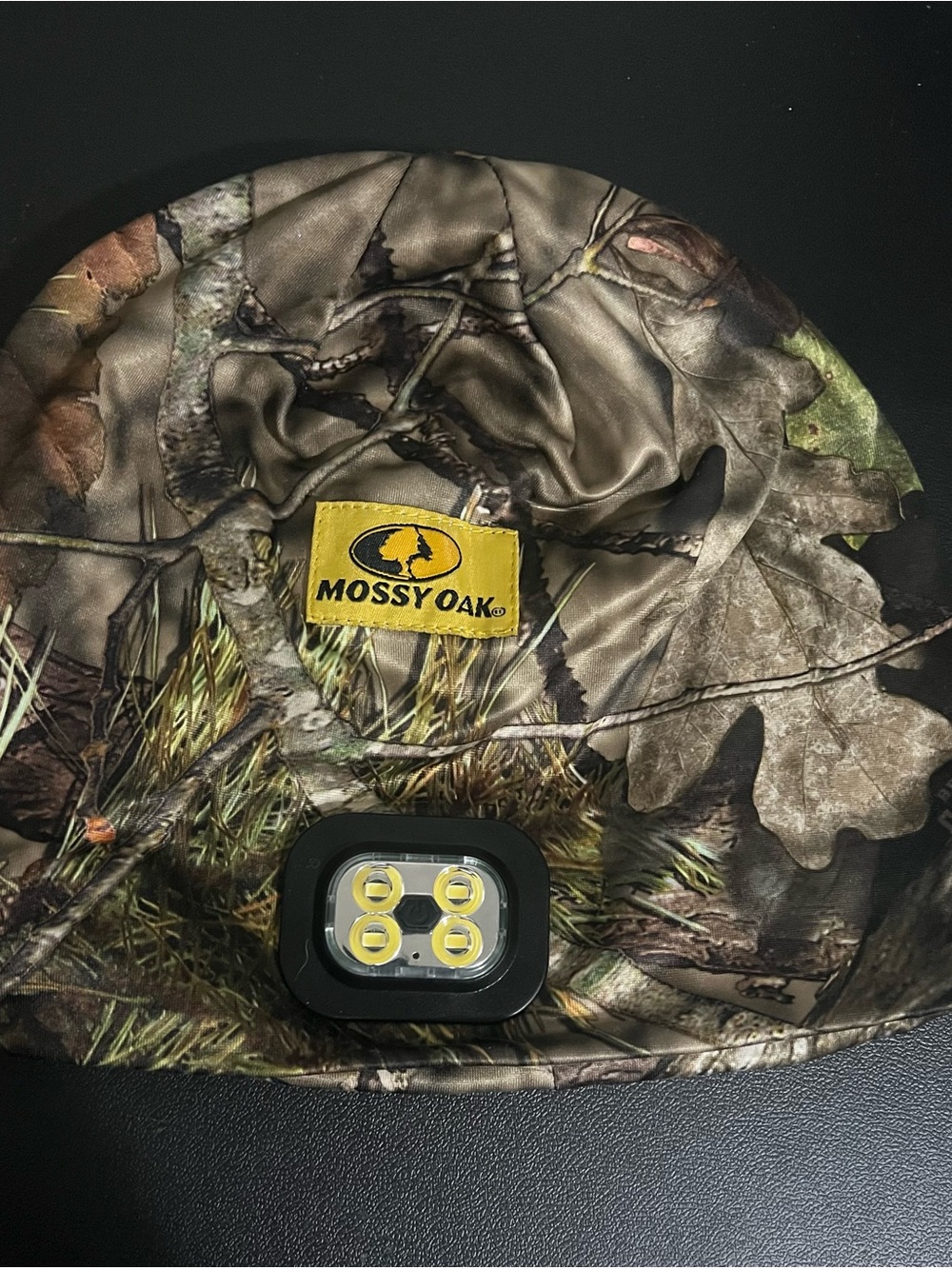 Mossy Oak Camouflage Beanie with Front LED Light - Brown/Green
